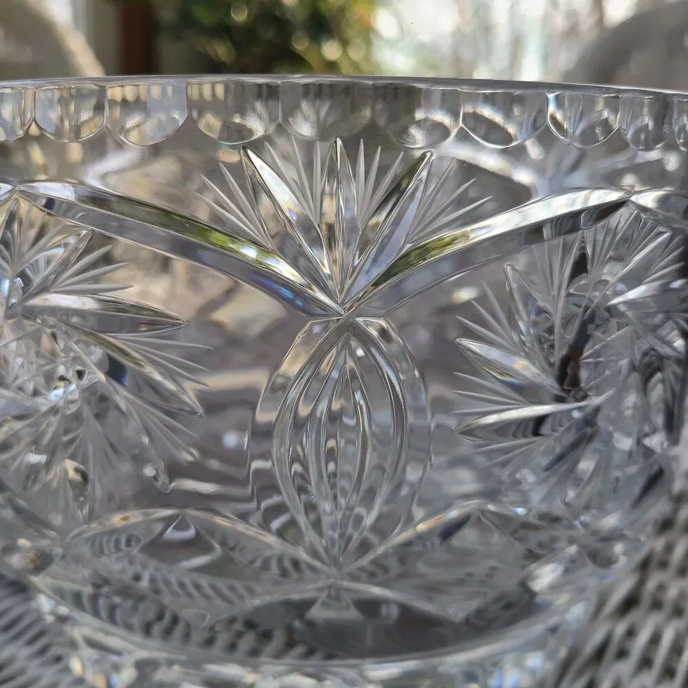 Crystal Clear Monica Pinwheel Elegant Cut Lead Crystal Bowl 8